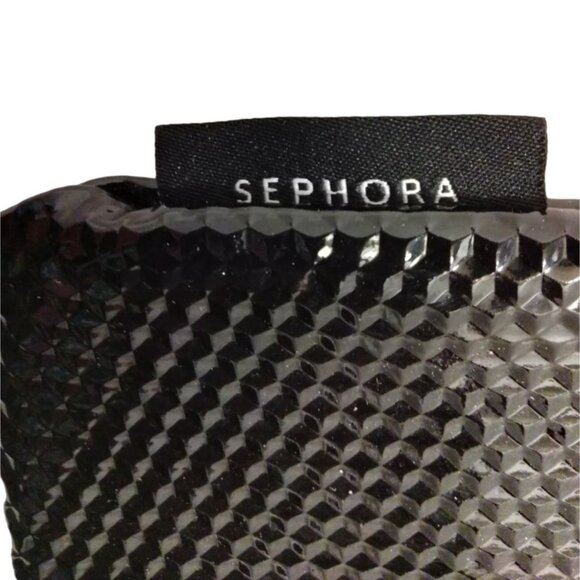 Sephora Make Up Bag Cosmetic Bag Black Shiny Geometric - Picture 4 of 4